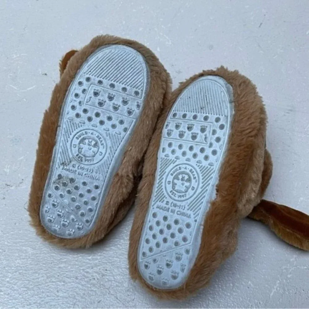 Build A Bear Dog Slippers Kids Small Puppy Dog Stuffed Animal Cozy Comfort Soft